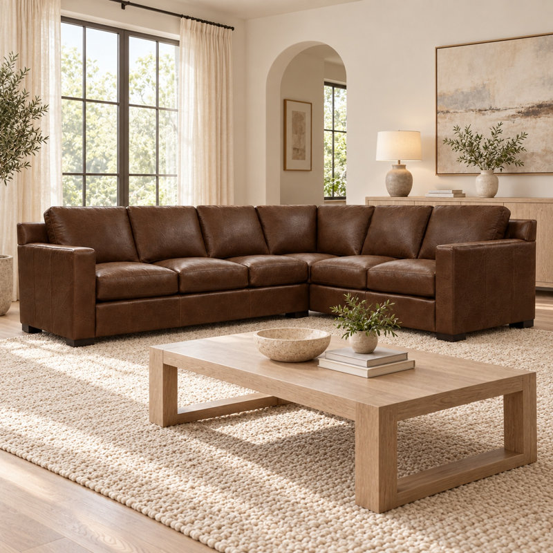 Madison Heirloom Quality RC Corner Sofa in Buttery Soft 100% Top Grain Leather, Made to Order, Berkshire Cuero