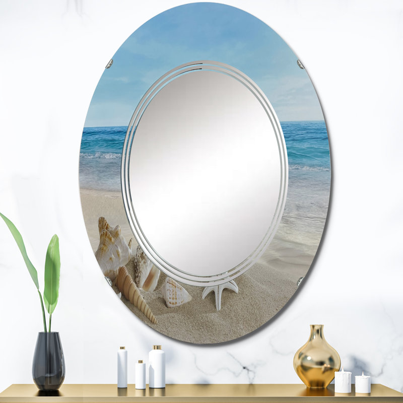 Miroir mural côtier, coquillage sur une plage tropicale, 36 po x 24 po