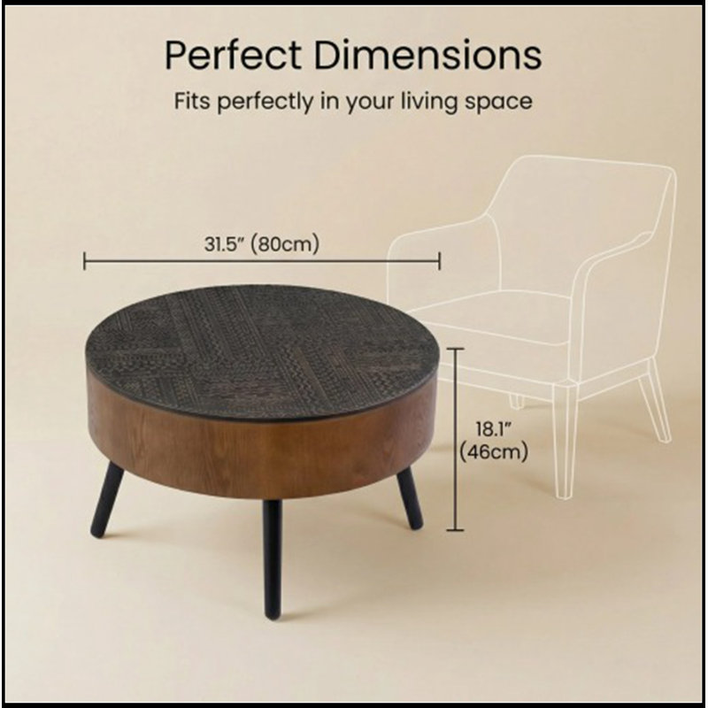 Organigramme rond sculpté avec espace de rangement, Brun