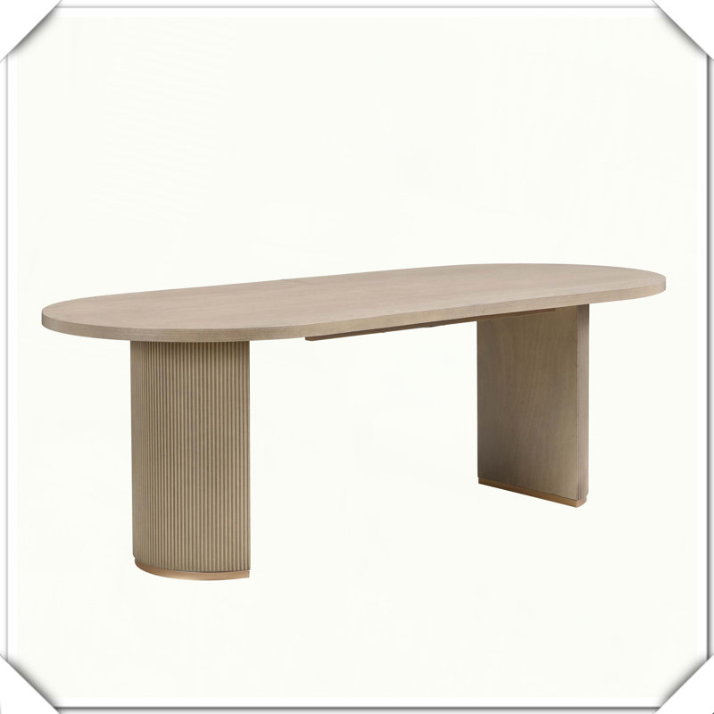 Table de salle à manger ovale à double piédestal Robuste, durable, élégant et pratique, Naturel