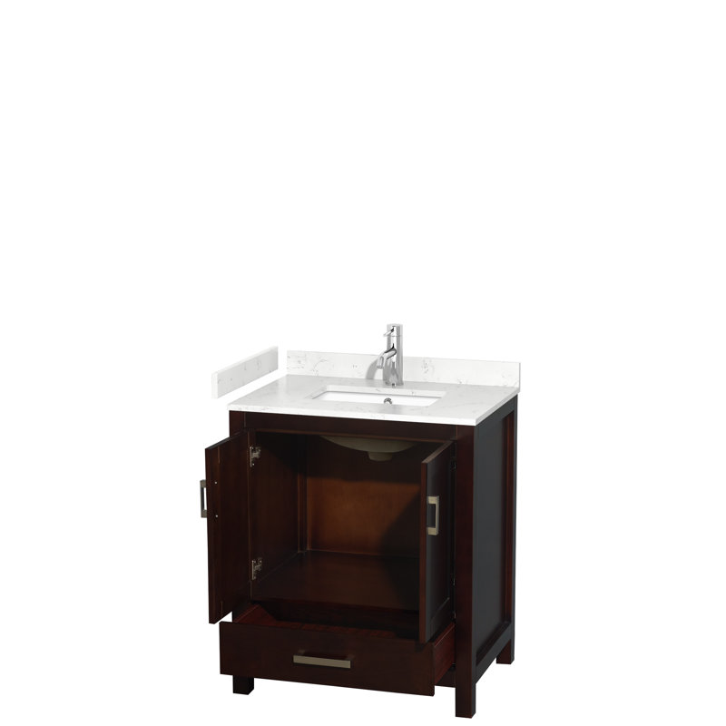 Sheffield 30" No Mirror Bathroom Vanity Set, Carrara Cultured Marble, Espresso, 30"