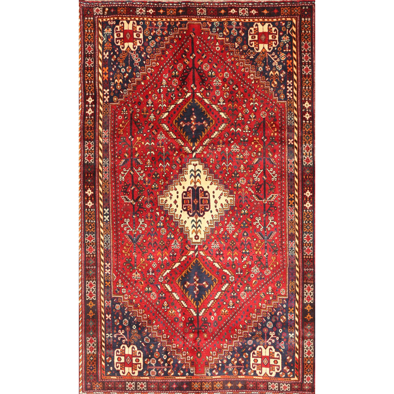 Tapis traditionnel rouge / noir Mayaguana, Rectangle 7 pi x 10 pi