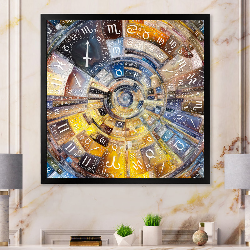 Astrologie abstraite Vortex - reproduction d'art sur toile, Cadre photo noir, H 16 po x l 16 po x P 1 po