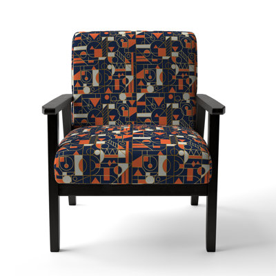 Fauteuil d'appoint rembourré à motif rétro géométrique