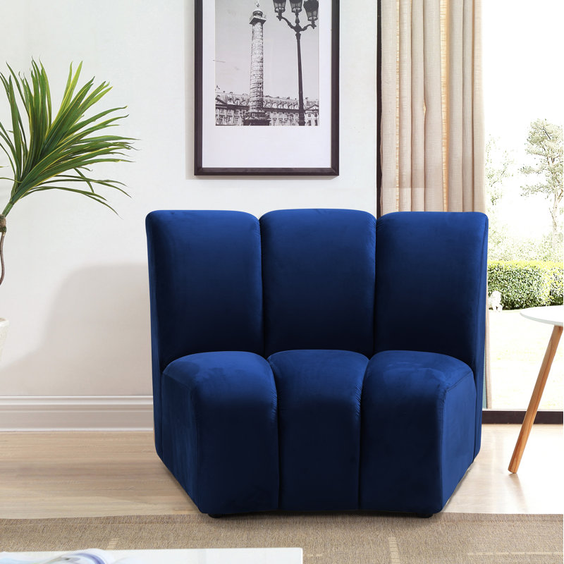 Dabir Velvet Slipper Chair, Navy Velvet