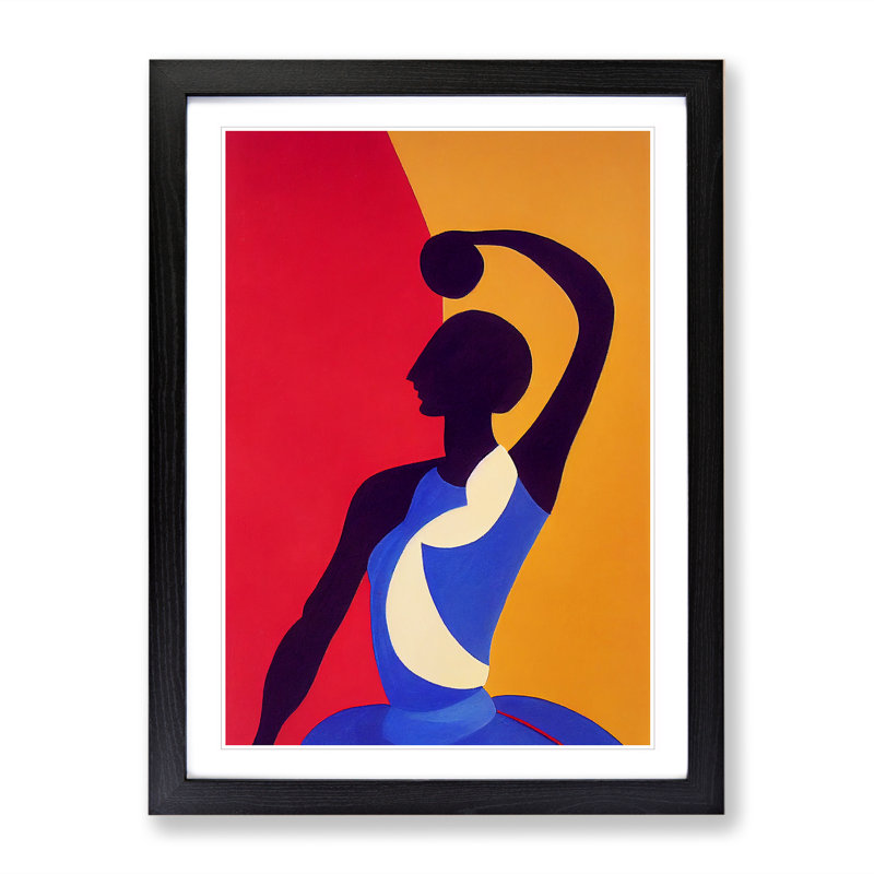 Dancer Woman In Abstract No.1 - Single Picture Frame Print, Black, 64cm H x 46cm W x 2cm D