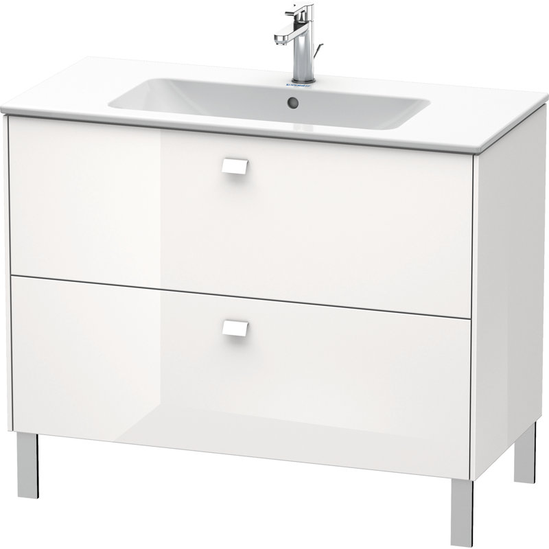 Base de meuble-lavabo simple autoportant 40,125 po Brioso seulement, Haute brillance blanche