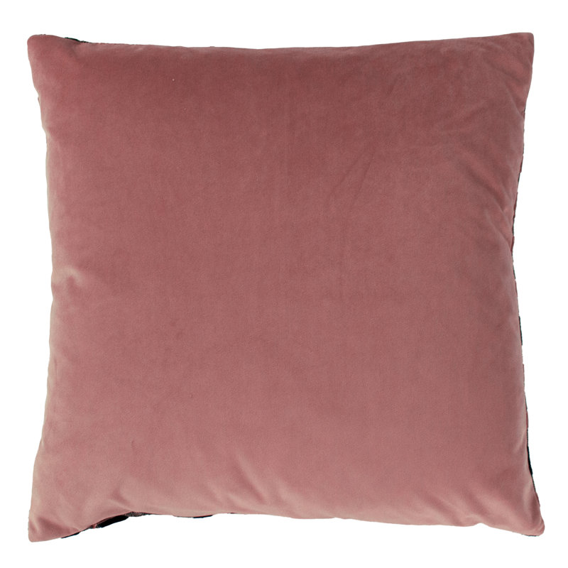 Geometric Square Cushion, Feathers, Blush/Navy