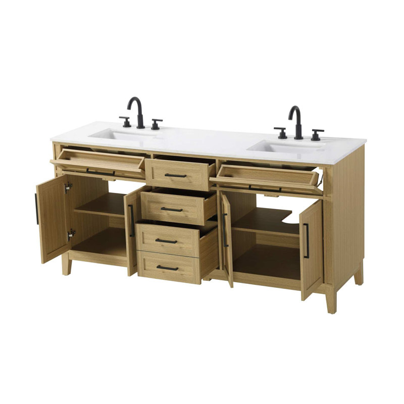Meuble-lavabo double 72 po brun miel, Brun miel, 72"