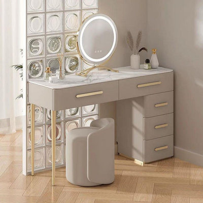 Makeup Vanity with Light mirror,5 drawers,Power Outlet