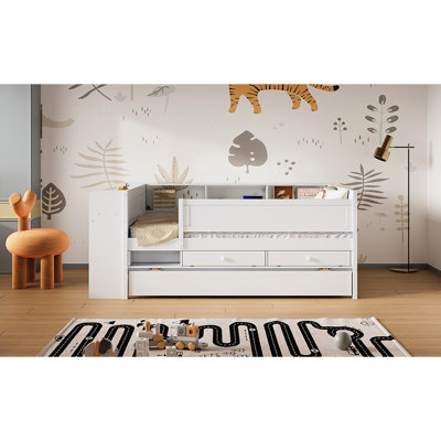 Twin Daybed With Drawers, Trundle, Headboard Storage, Tables, - White And Charm