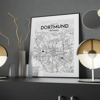 Dortmund City Map In Ink - No Frame Print