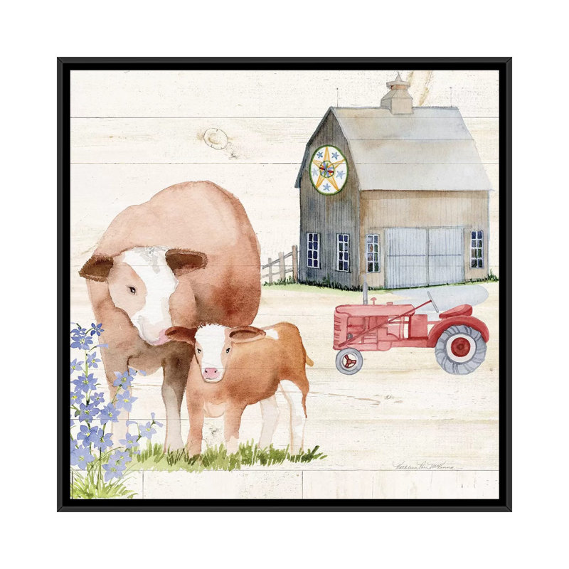 « life on the farm », reproduction sur toile, H 18 po x l 18 po x P 1,5 po, Toile encadrée noire, Pas de tapis