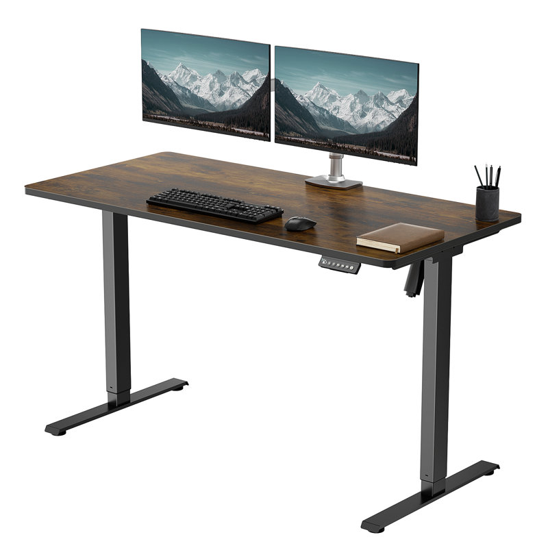  Height Adjustable Standing Desk, Brown/Black, 46.3" H x 47.3" H x 23.6" D