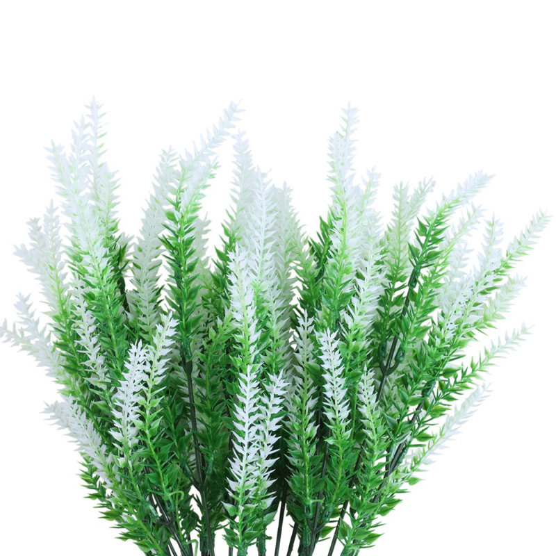 4 bouquets de fleurs de lavande artificielles, Blanc