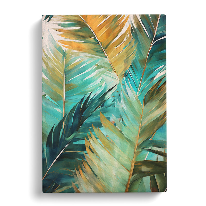 Palm Leaf Action No.2 - Wrapped Canvas, 50cm H x 35cm W x 3cm D