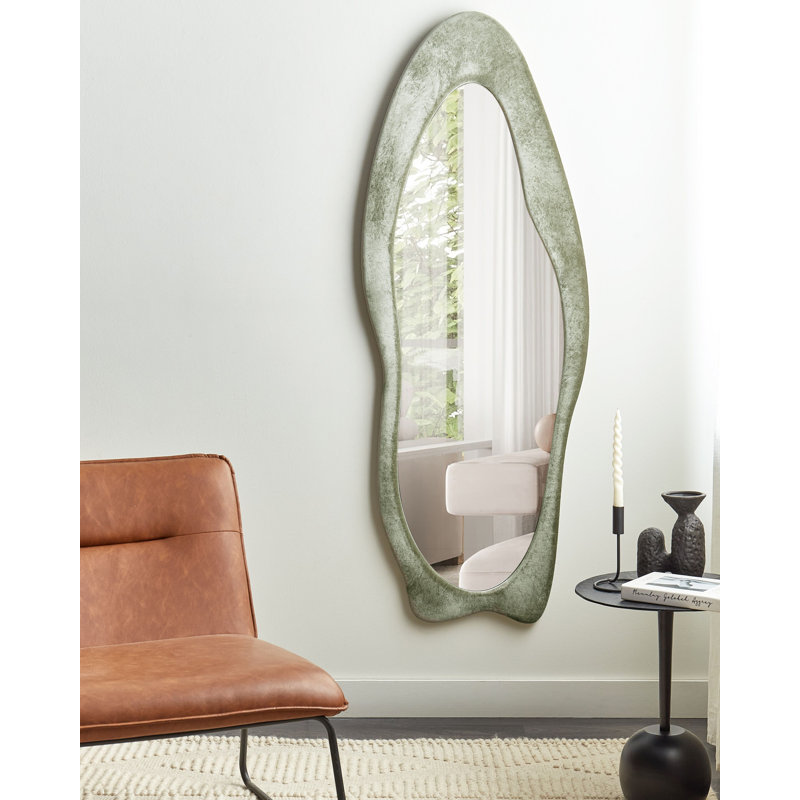Budley Fabric Scalloped Wall Mirror, Green
