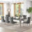 7-Piece Dining Table Set, 80" Rectangular Tempered Glass Dining Table, Stainless Steel Round Tube Legs, 6 Velvet Upholstered Dining Chairs With Tufted Nailhead Accents And Stainless Steel Frame-176435955-176435957-176435956
