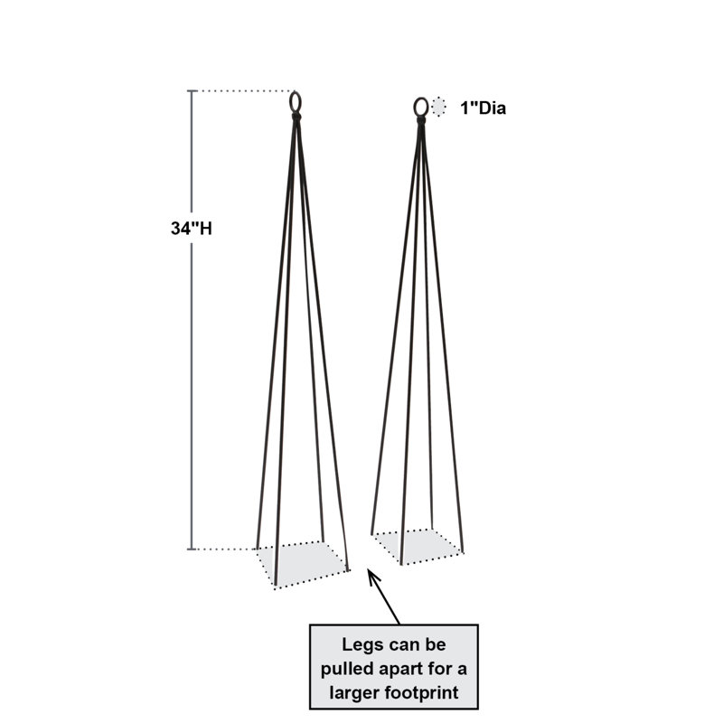34" Black Wrought Iron Garden Trellis Set