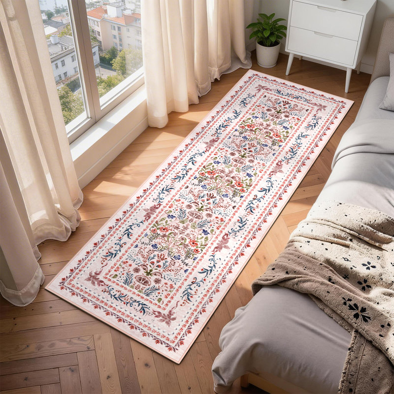 Tapis lavable moderne avec envers antidérapant, Pink, 2 x 6 pi