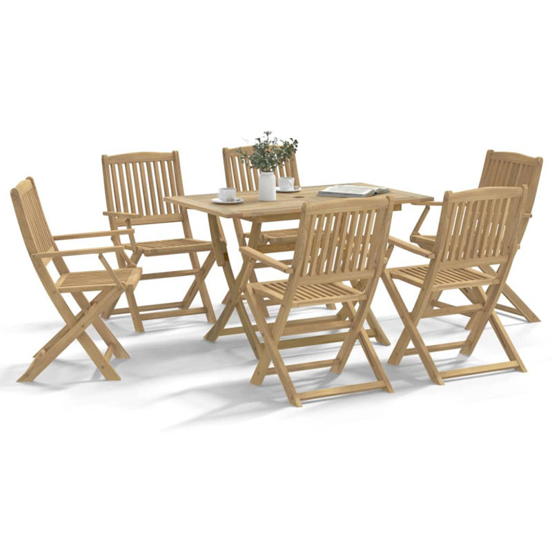 6 - Person Wood Patio Dining Set with Round Table