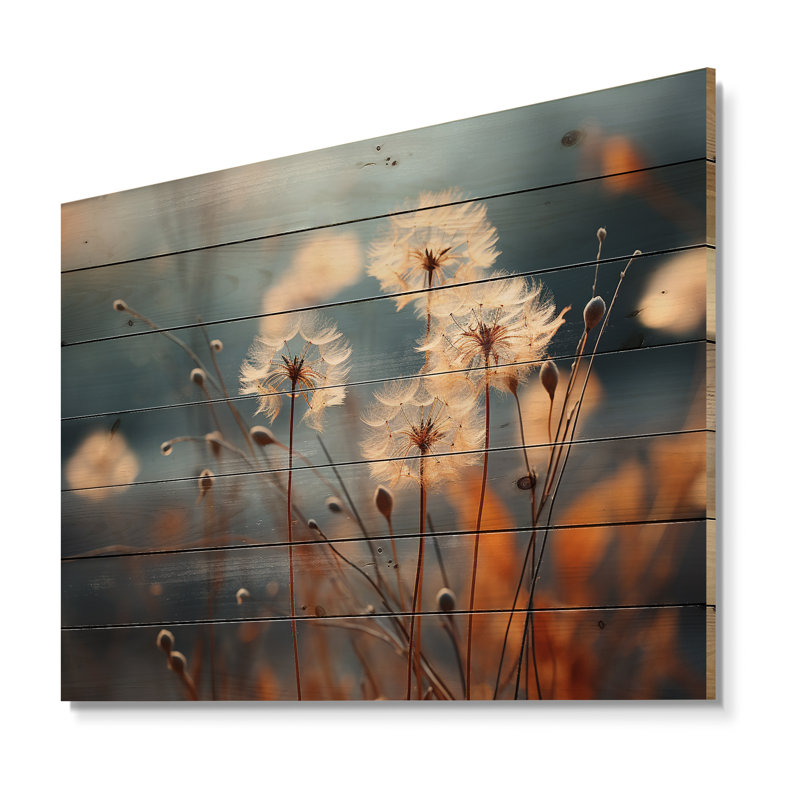 Dandelion Whispers Of Spring On Wood Print, H 10 po x l 20 po x P 0,78 po