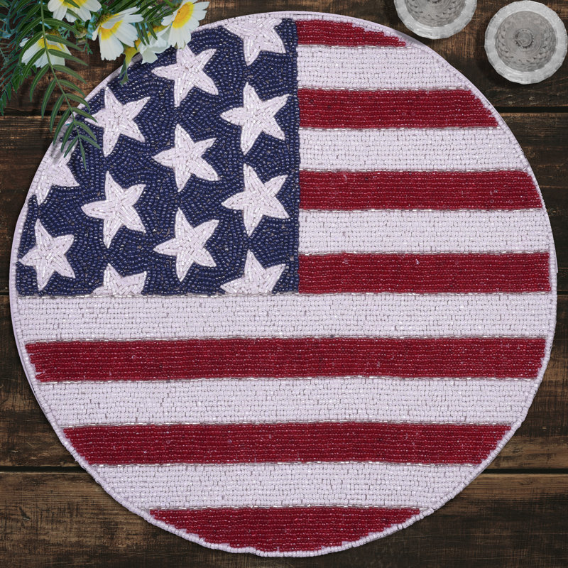 Ensemble de napperons perlés à la main avec motif de drapeau américain Jadrien