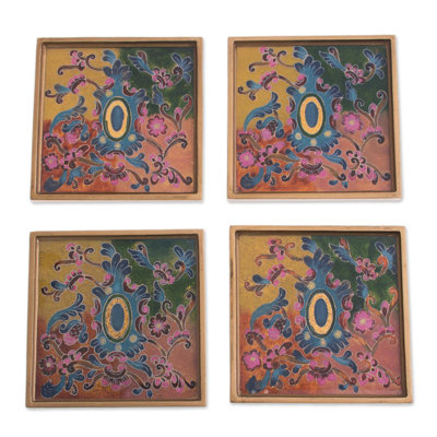 Ensemble de 4 sous-verres en verre de couleur artisanale Bungalow Rose