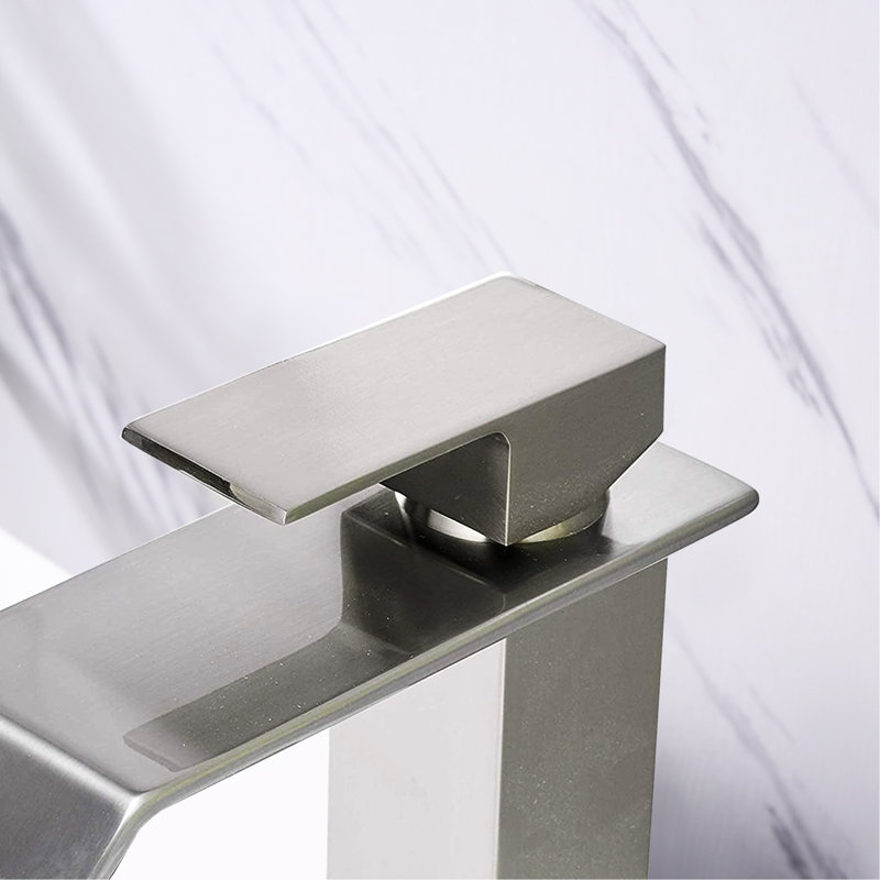 Bathroom Vanity Faucet, Modern Style, Brushed Nickel, Stainless Steel, & Flow Rate Surface, Verified, Brushed Nickel