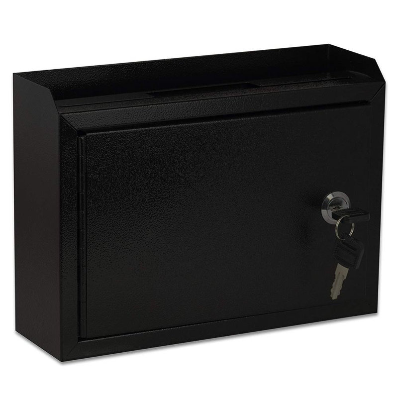 Medium Size Steel Multi-Purpose Mailbox Drop Box, Black