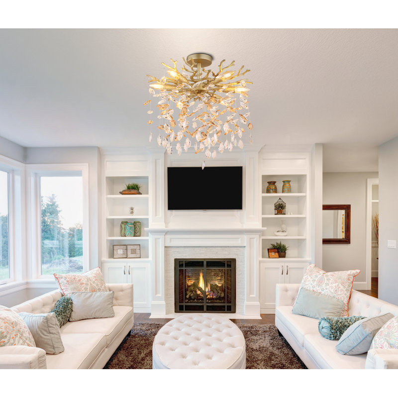 Glass Flush Mount, Gold