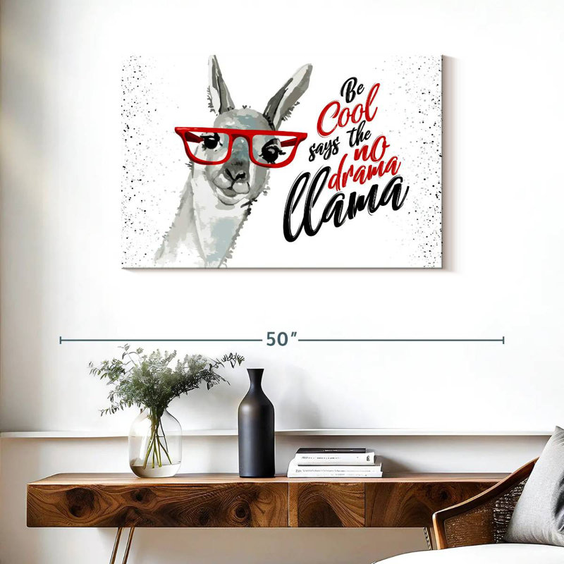 Llama Drama Quote, 24" H x 36" W