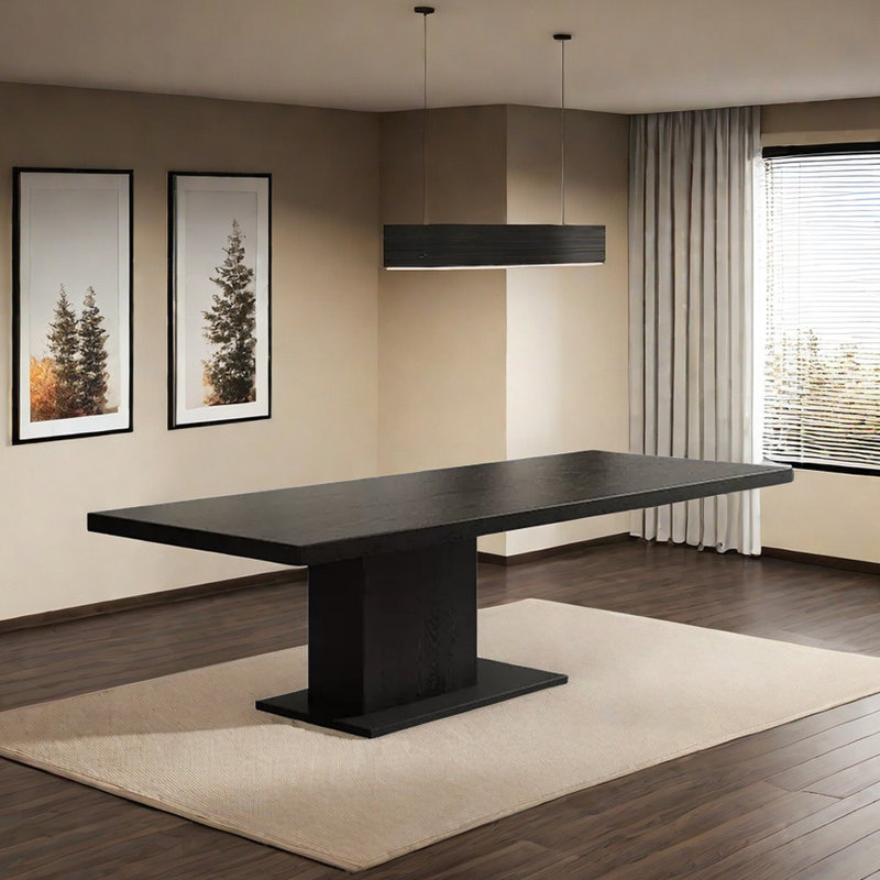 Ash Solid Wood Top Dining Table, 27.55" W x 55.11" L