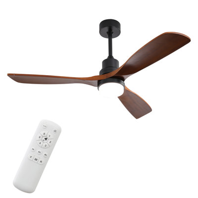 Binisha 3 - Blade LED Ceiling Fan with Remote Control and Light Kit Included