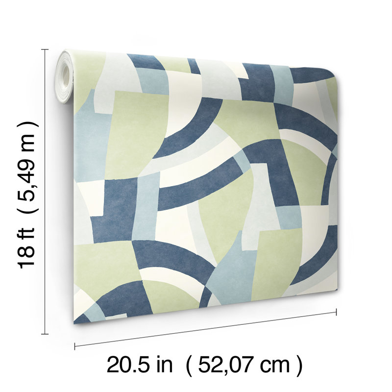 Melbourne Peel & Stick Geometric Roll, Teal