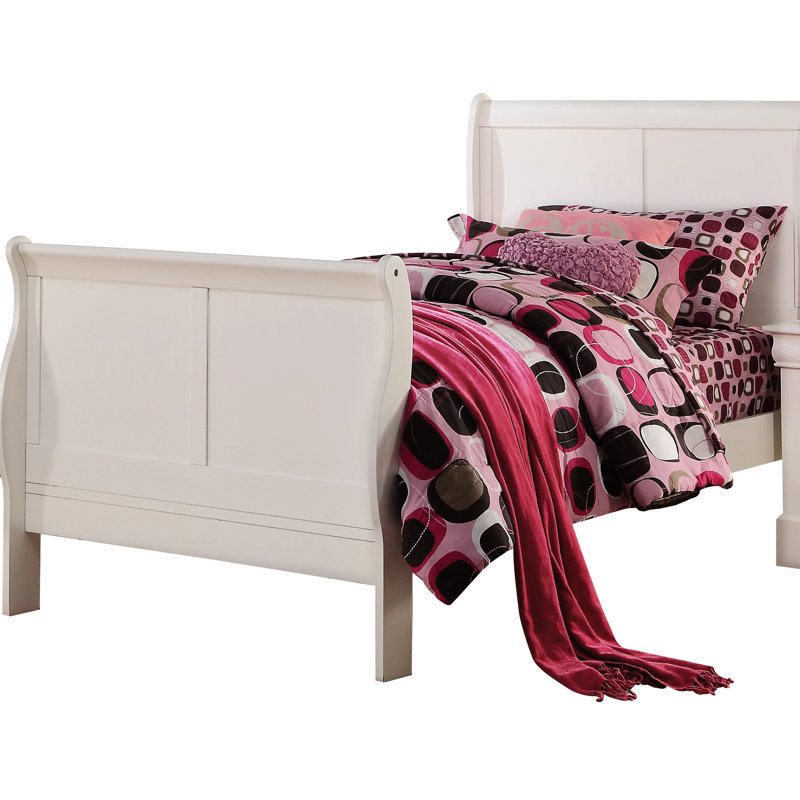 Élégant lit simple en bois massif blanc pour une apparence de chambre à coucher élégante