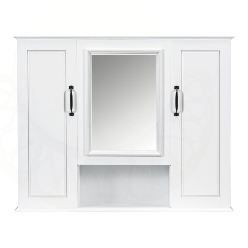 36'' Wall-Mounted Bathroom Mirror Cabinet With 3 Doors, Modern Storage Solution For Organized And Stylish Bathrooms, White