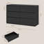 Bedroom Chest of Drawers with 6 Drawers, Living Room Cabinet, Modern Hallway Storage Unit, Handle-less Design, Space Saving Wooden Storage Dresser, 120x40x75 cm, White/Black-1932494688