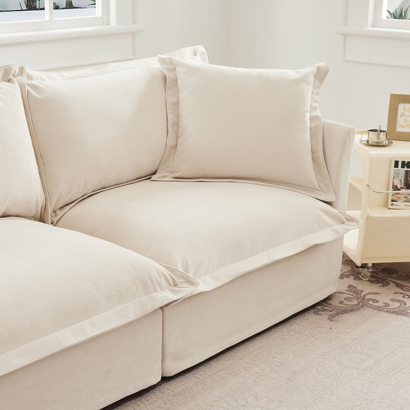 Canapé confortable à 2 places pour le salon avec housse amovible, coussin rembourré et design moderne et intemporel, Cream
