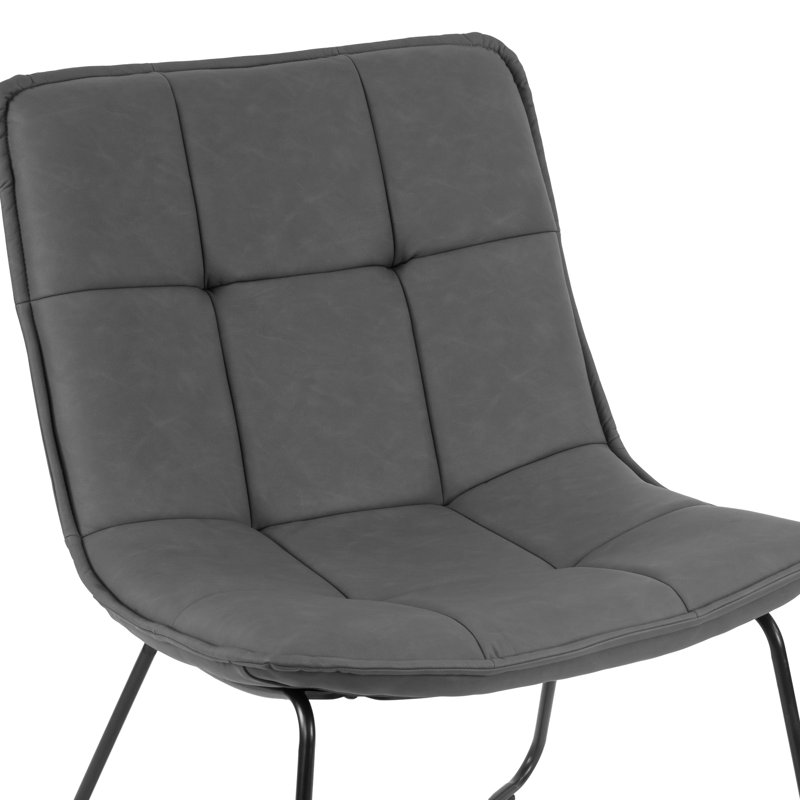 Balduin Faux Leather Accent Chair, Gray Faux Leather