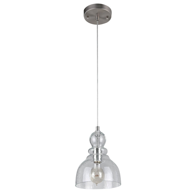 Lomita 1 - Light Single Bell Pendant, Brushed Nickel, 9" H x 7" W x 7" D, No
