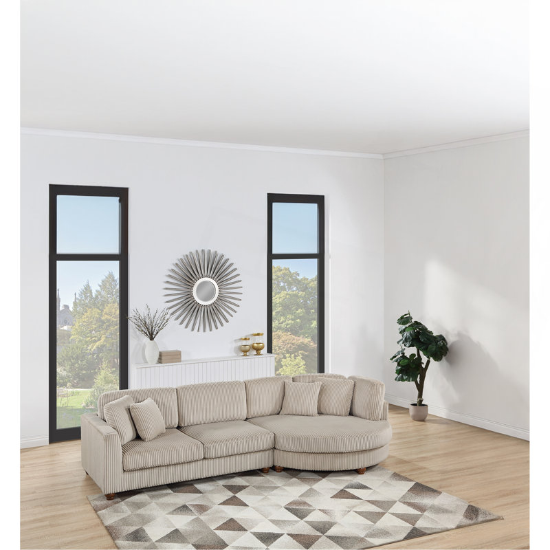 Ensemble de canapé modulaire contemporain en velours côtelé 2 pièces