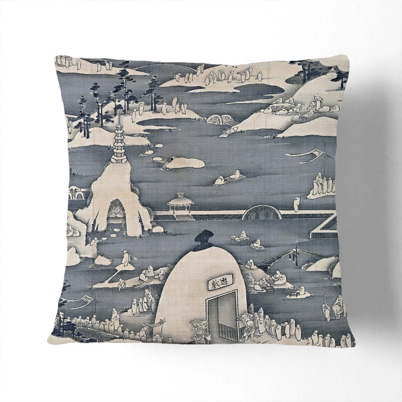 Abstract Square Cushion, 40cm H x 40cm W x 15cm D, Stone