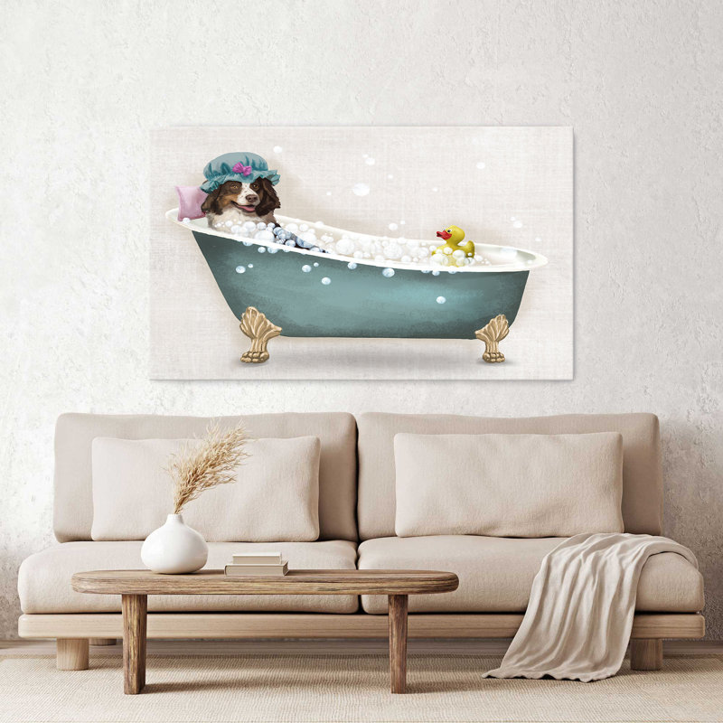 "Bath Dogs II" par Conrad Knutsen, reproduction sur toile, H 36 po x l 60 po x P 1,5 po