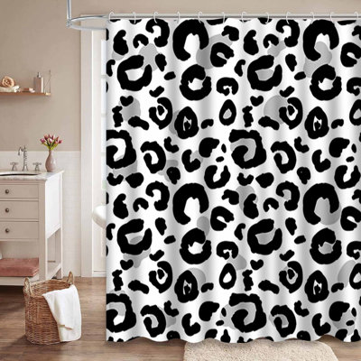 Sketch Leopard Abstract Doodle Waterproof Shower Curtain