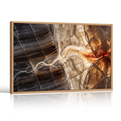 Abstract Textured Layers in Amber and Dark Grey Canvas Wall Art