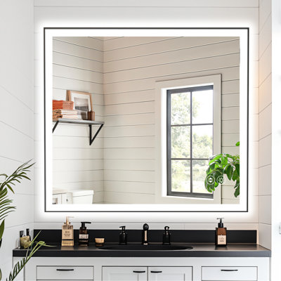 Miroir de salle de bain Led Smart 40X36 pouces, à intensité variable avec luminosité et température de couleur réglables, - arrêt automatique de brouillard 1 heure, compatibilité avec interrupteur mural, Ul, 5Mm trempé résistant à long terme