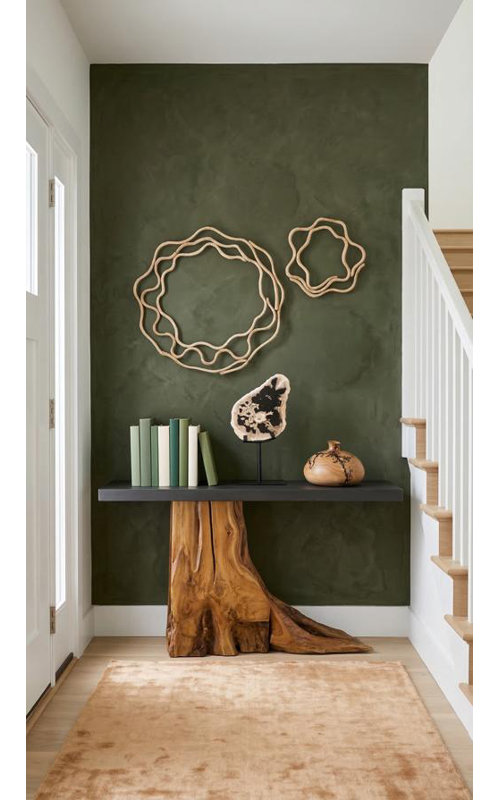 Teak Wood Console Table, Iron Sheet Top