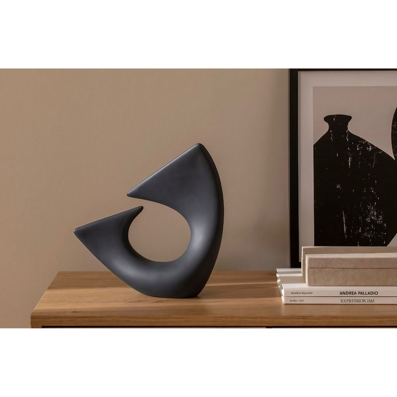 Élégant objet décoratif, 1 pièce, couleur anthracite, 11,0 po x 4,3 po x 11 po | 100% céramique, design élégant pour la décoration intérieure | Accent parfait pour le salon, le bureau ou le vestibule - Durable et chic