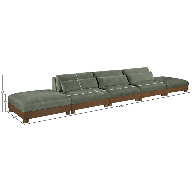 Canapé modulaire rembourré 5 pièces Turin, Brun, Vert
